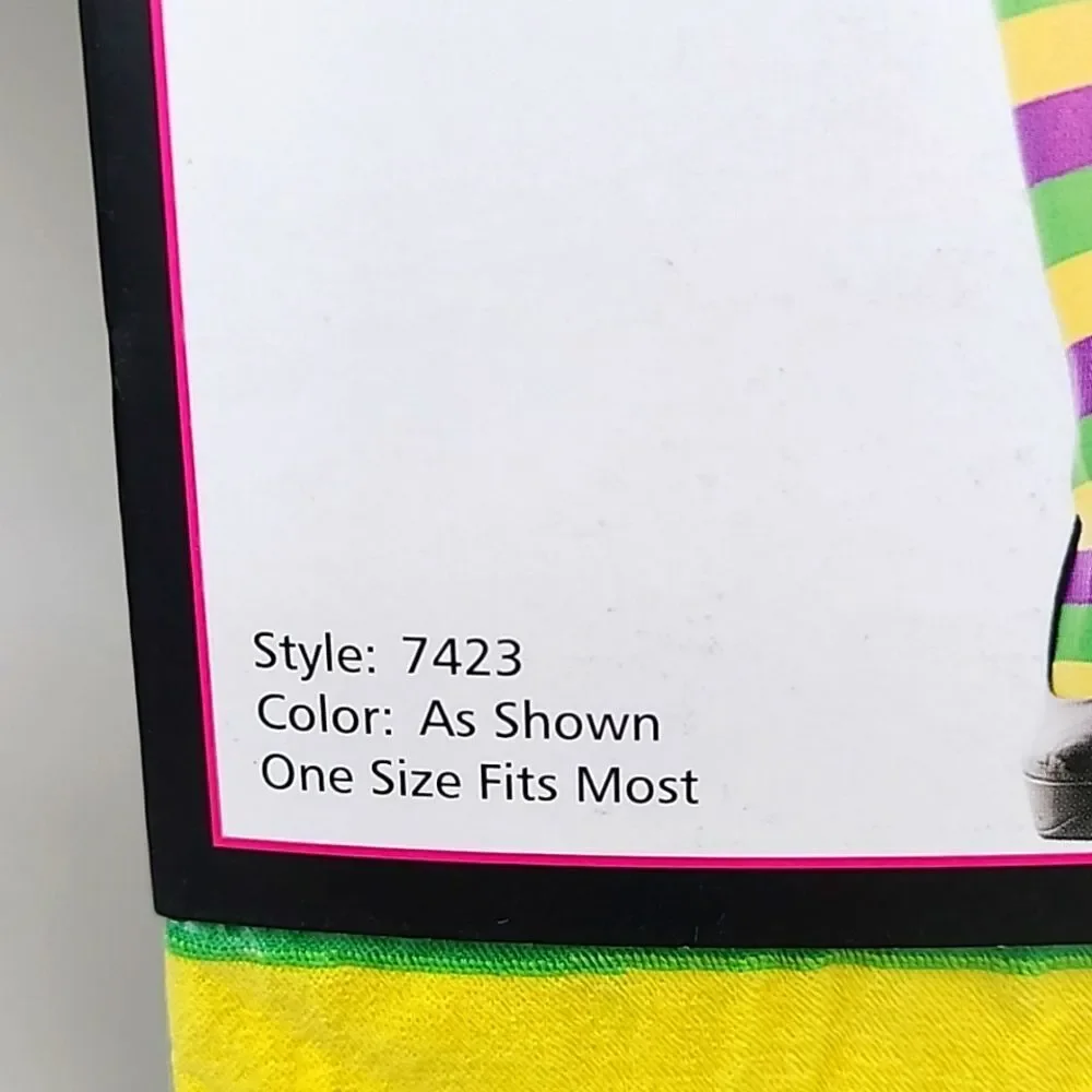 Music Legs - Multi-color Striped Pantyhose in Purple, Green & Yellow, NWOT - Picture 3 of 5